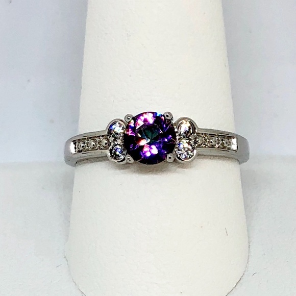 Jewelry - Mystic Topaz & Diamond Ring, Simulated Stones, Silver Plated, NWOT